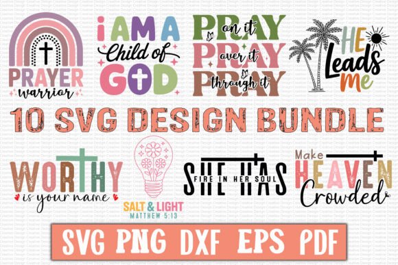 10 Boho Elegant Christian SVG Bundle 01 for T-Shirt Designs