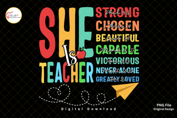 Christian Bible Verse She is Teacher PNG T-Shirt Designs