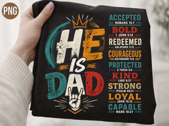 Christian Dad Bible Verse Retro PNG T-Shirt Designs