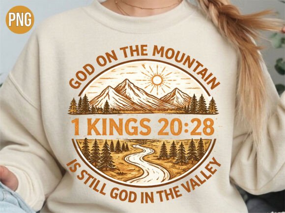 Christian God on the Mountain PNG for T-Shirt Designs