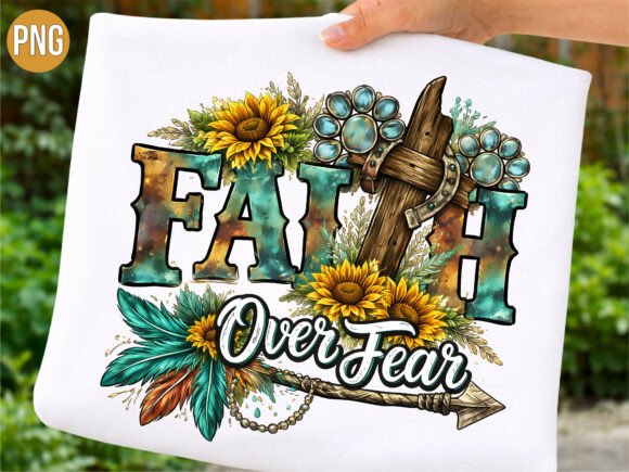 Faith over Fear Western Christian PNG T-Shirt Designs