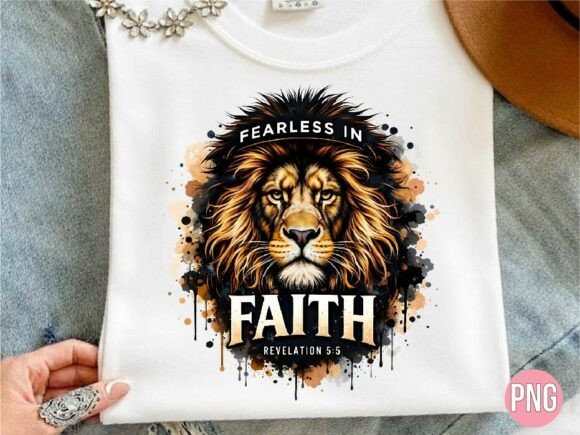 Fearless Faith Lion Bible PNG for T-Shirt Designs