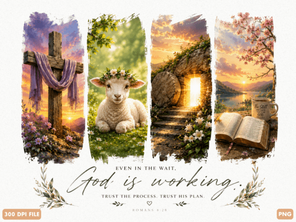 God is Working Christian Floral PNG: T-Shirt Designs