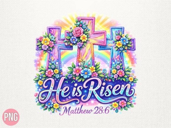 He is Risen Easter Floral PNG for T-Shirt Designs