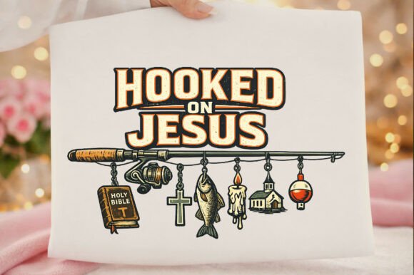 Hooked on Jesus Fishing Christian Faith T-Shirt Designs