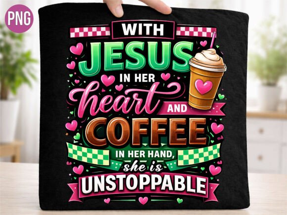 Jesus Coffee Unstoppable Woman PNG T-Shirt Designs