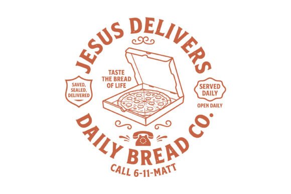 Jesus Delivers Christian Pizza Design T-Shirt Designs