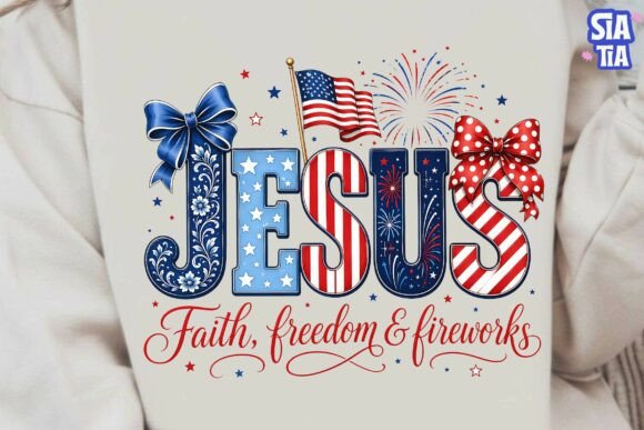 Jesus Faith Freedom Fireworks PNG T-Shirt Designs