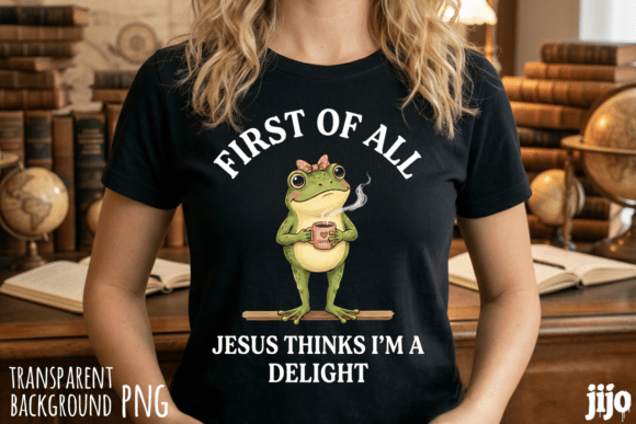 Jesus Frog Coffee Christian PNG T-Shirt Designs