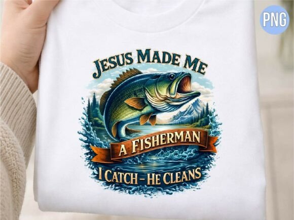 Jesus Made Me Fisherman Bass Fishing PNG