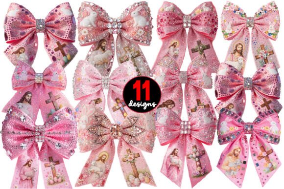 Rhinestone Easter Bow Christian PNG for T-Shirt Designs