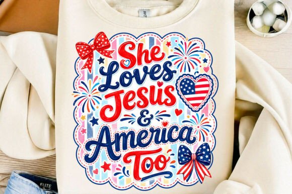 She Loves Jesus & 4th of July T-Shirt Designs