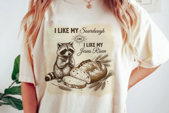 Sourdough Jesus Risen Raccoon PNG: T-Shirt Designs