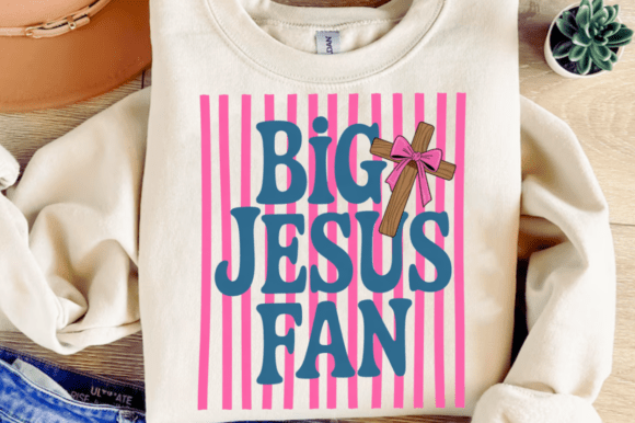 Striped Big Jesus Fan Christian Cross T-Shirt Designs