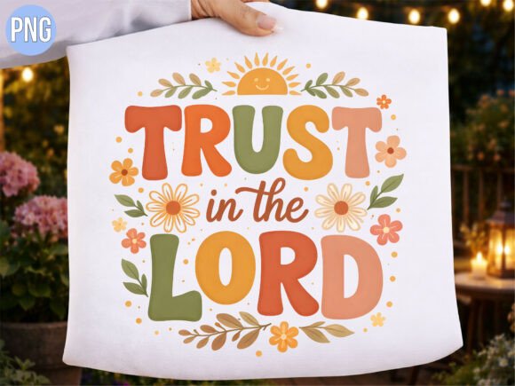 Trust the Lord Retro Sun Christian PNG