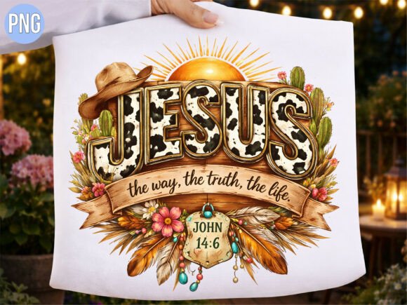 Western Jesus Way Truth Life Cross PNG: T-Shirt Designs